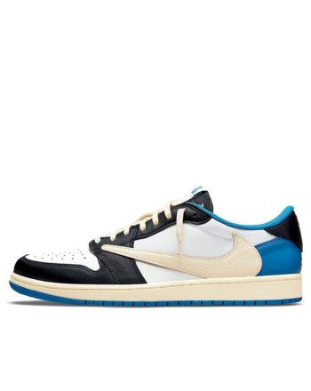 Nike Fragment Design x Travis Scott x Air Jordan 1 Retro Low ??Sail Black Military Blue?? DM7866-140